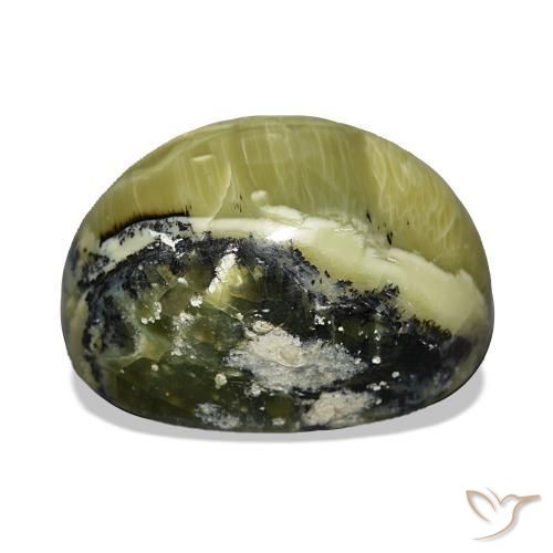 Opale Occhio di Gatto Verde giallastro naturale da 17.06 ct, Ovale, Opaco