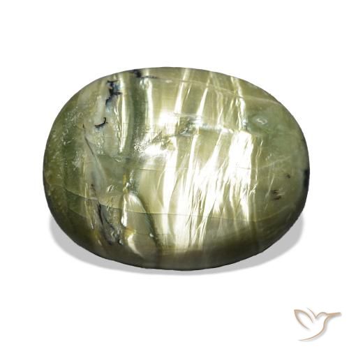 7.07ct Verde giallastro Opale Occhio di Gatto, Ovale, Opaco