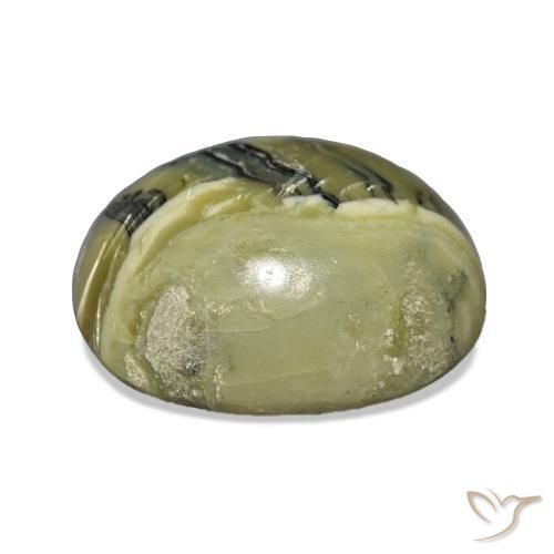 Opale Occhio di Gatto Verde giallastro naturale da 6.94 ct, Taglio ovale, Opaco