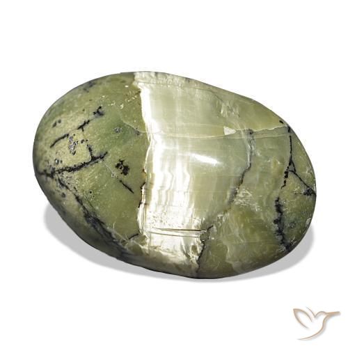 Opale Occhio di Gatto Verde giallastro naturale da 10.18 ct, Ovale, Opaco