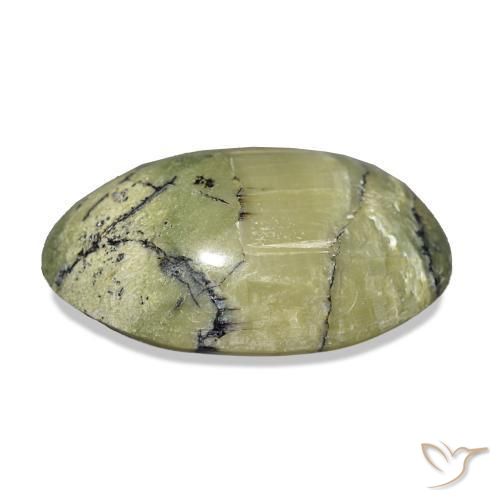 Opale Occhio di Gatto Verde giallastro naturale da 10.18 ct, Ovale, Opaco