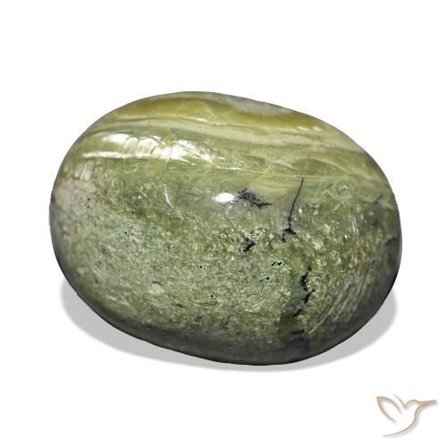 Opale Occhio di Gatto Verde grigiastro naturale da 12.06 ct, Taglio ovale, Opaco