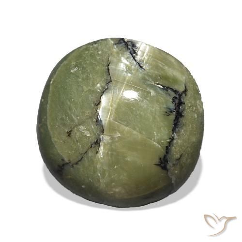 Opale Occhio di Gatto Verde caldo naturale da 3.00 ct, Cuscino, Opaco