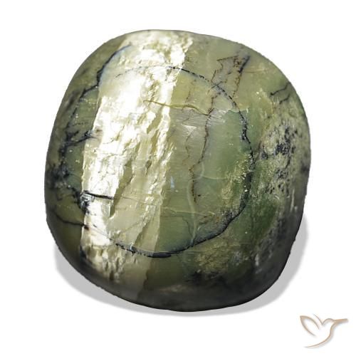 Opale Occhio di Gatto Verde giallastro naturale da 28.96 ct, Cuscino, Opaco