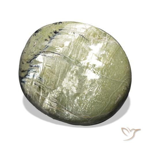 Opale Occhio di Gatto Verde giallastro naturale da 25.90 ct, Cuscino, Opaco