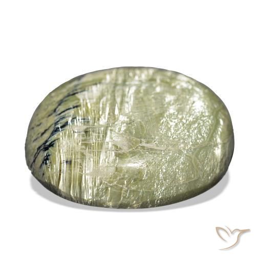 Opale Occhio di Gatto Verde giallastro naturale da 25.90 ct, Cuscino, Opaco