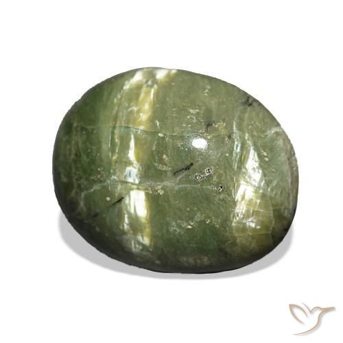 Opale Occhio di Gatto Verde caldo naturale da 3.42 ct, Ovale, Opaco