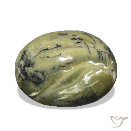 5.74ct Verde giallastro Opale Occhio di Gatto, Ovale, Opaco