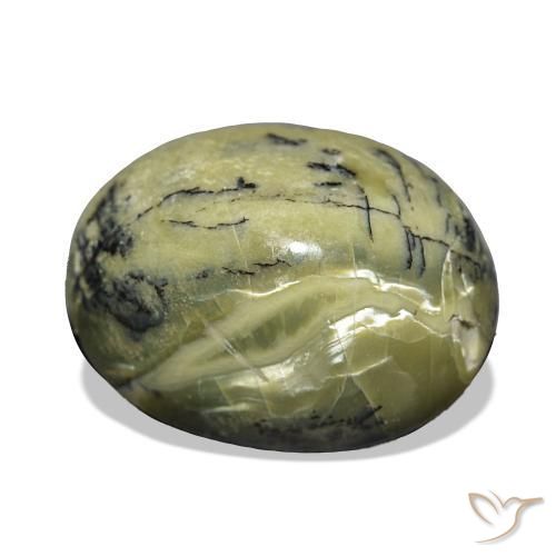 Opale Occhio di Gatto Verde giallastro naturale da 5.74 ct, Ovale, Opaco