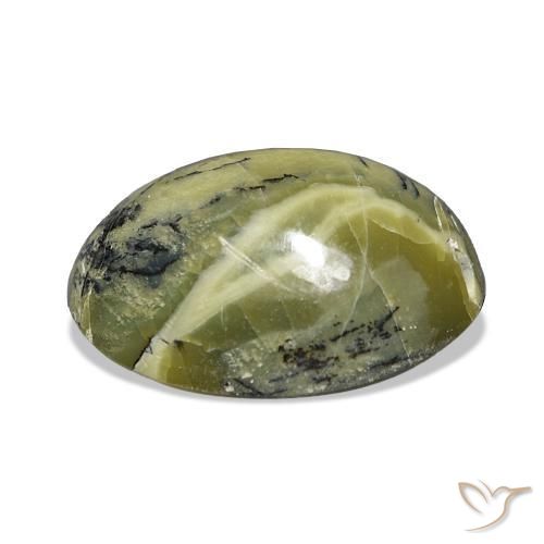 Opale Occhio di Gatto Verde giallastro naturale da 5.74 ct, Ovale, Opaco