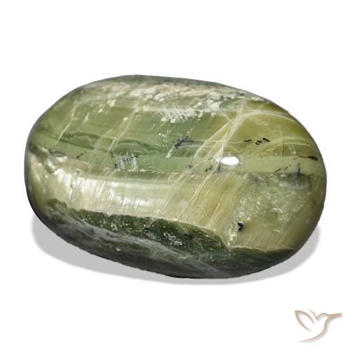 Opale Occhio di Gatto Verde giallastro naturale da 22.11 ct, Ovale, Opaco