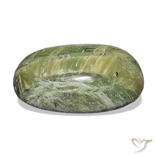 Opale Occhio di Gatto Verde giallastro naturale da 22.11 ct, Ovale, Opaco
