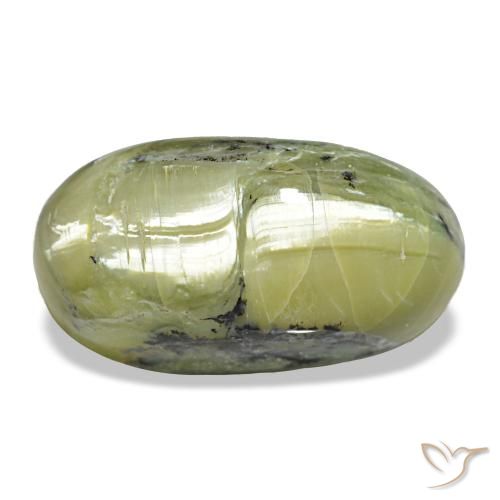Cat's eye opal naturale verde da 9,66 ct, taglio ovale, opaco