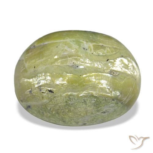 Cat's eye opal naturale verde da 11,22 ct, taglio ovale, opaco