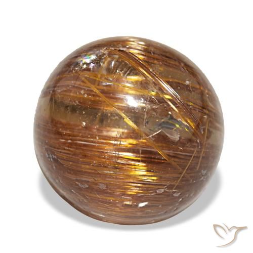 3.91ct arancione cat's eye rutile quartz, rotondo, traslucido