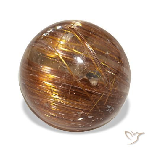 Cat's eye rutile quartz naturale arancione da 3,91 ct, taglio rotondo, traslucido