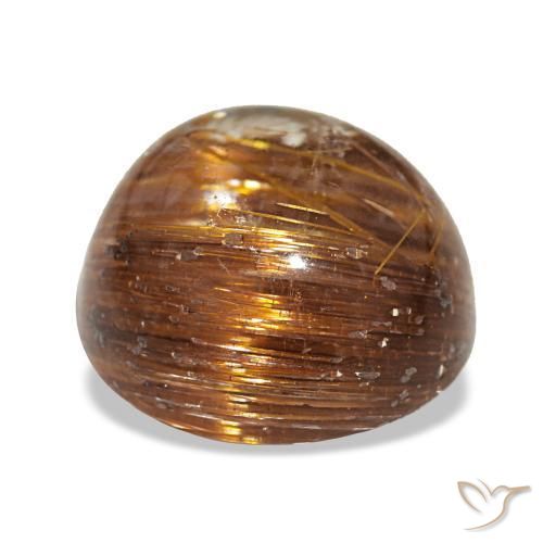 Cat's eye rutile quartz naturale arancione da 3,91 ct, taglio rotondo, traslucido