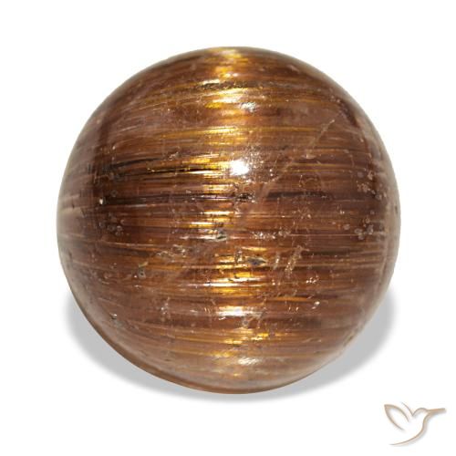 5.21ct arancione cat's eye rutile quartz, rotondo, traslucido