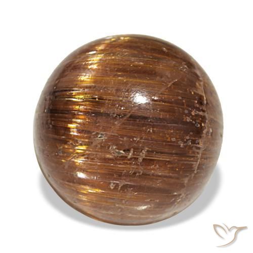 Cat's eye rutile quartz naturale arancione da 5,21 ct, taglio rotondo, traslucido