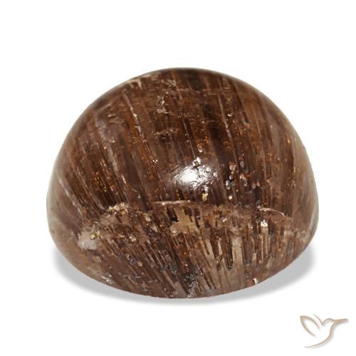 Cat's eye rutile quartz naturale arancione da 5,21 ct, taglio rotondo, traslucido