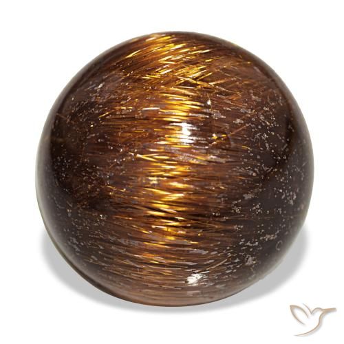 19.68ct arancione cat's eye rutile quartz, rotondo, opaco