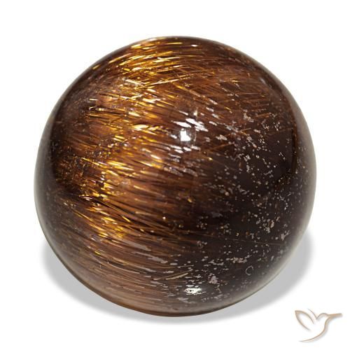 Cat's eye rutile quartz naturale arancione da 19,68 ct, taglio rotondo, opaco