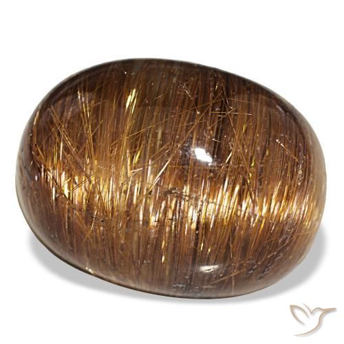 Cat's eye rutile quartz naturale arancione da 44,01 ct, taglio ovale, traslucido