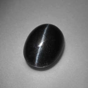 Cat's eye scapolite naturale nero da 3,37 ct, taglio ovale, opaco