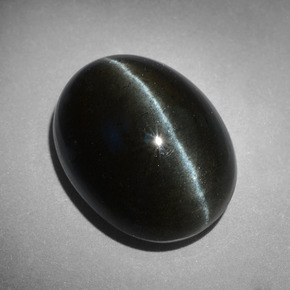 Cat's eye scapolite naturale nero da 18,17 ct, taglio ovale, opaco