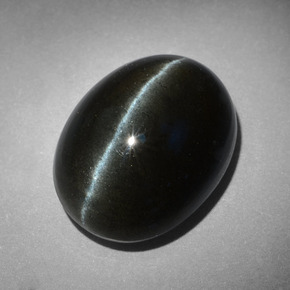 Cat's eye scapolite naturale nero da 18,17 ct, taglio ovale, opaco