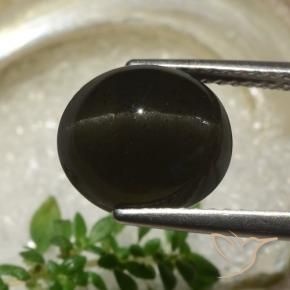 Scapolite occhio di gatto Nero naturale da 5.83 ct, Ovale, Traslucido