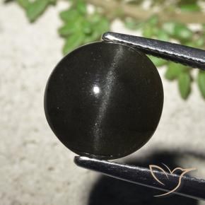Scapolite occhio di gatto Nero naturale da 6.48 ct, Rotondo, Traslucido