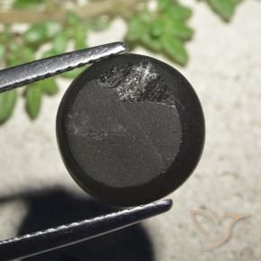 Scapolite occhio di gatto Nero naturale da 6.48 ct, Rotondo, Traslucido