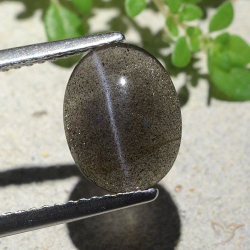 2.34ct Naturale Nero Scapolite effetto occhio di gatto, Ovale, Traslucido