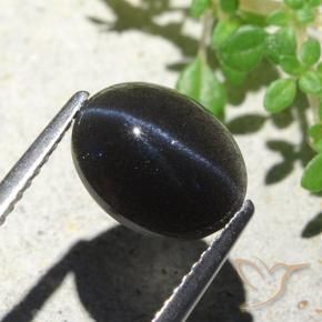 Scapolite occhio di gatto Nero naturale da 2.85 ct, Ovale, Opaco