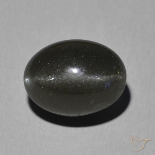 5.16ct Naturale Nero Scapolite effetto occhio di gatto, Ovale, Traslucido