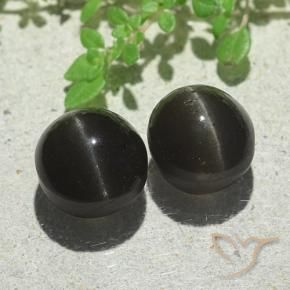 Gemme di Scapolite occhio di gatto Nero naturale da 8.87 ct, Ovale, Traslucido