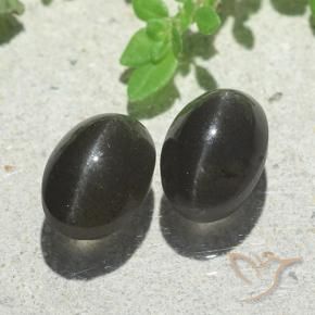 Gemme di Scapolite occhio di gatto Nero naturale da 5.00 ct, Ovale, Traslucido