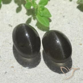 Gemme di Scapolite occhio di gatto Nero naturale da 5.00 ct, Ovale, Traslucido