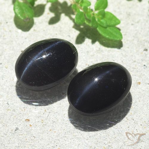 6.03ctw Naturale Nero Scapolite effetto occhio di gatto, Ovale, Traslucido