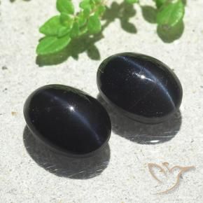 Gemme di Scapolite occhio di gatto Nero naturale da 6.03 ct, Ovale, Traslucido