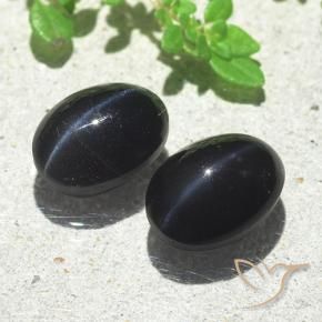 Gemme di Scapolite occhio di gatto Nero naturale da 6.03 ct, Ovale, Traslucido
