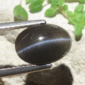 Cat's eye scapolite naturale nero da 2,56 ct, taglio ovale, traslucido