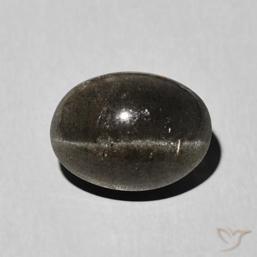 3.41ct Naturale Nero Scapolite effetto occhio di gatto, Ovale, Traslucido