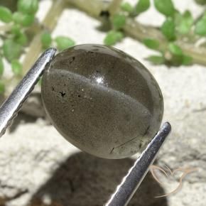 Scapolite occhio di gatto Grigio scuro naturale da 3.81 ct, Ovale, Traslucido