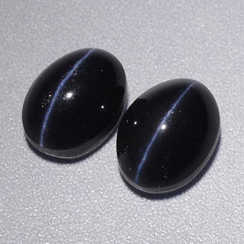 Cat's eye scapolite naturale nero da 4,46 ct, taglio ovale, opaco
