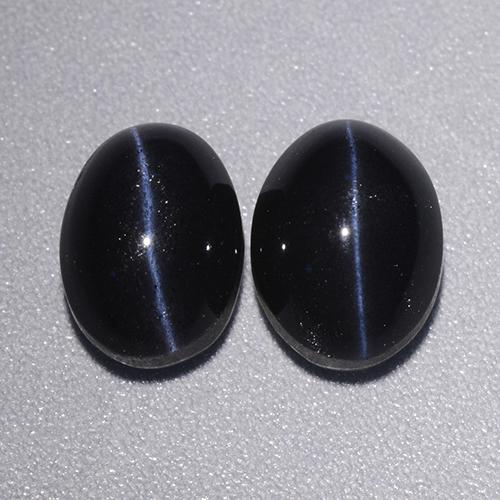 Cat's eye scapolite naturale nero da 4,46 ct, taglio ovale, opaco
