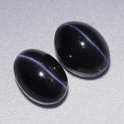 Cat's eye scapolite naturale nero da 4,46 ct, taglio ovale, opaco