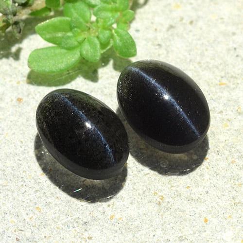 Gemme di Scapolite occhio di gatto Nero naturale da 2.59 ct, Taglio ovale, Traslucido