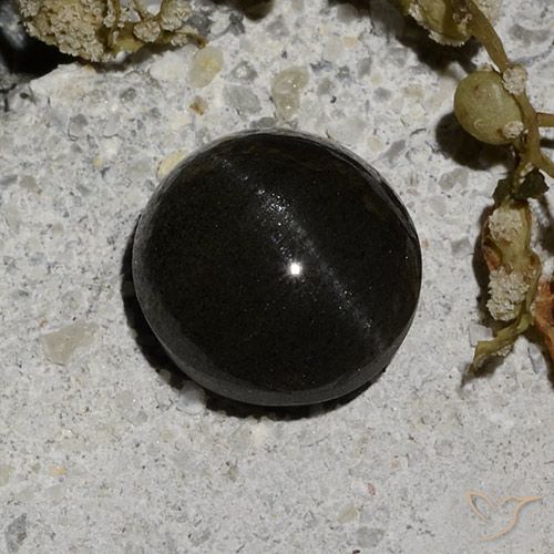 2.12ct Naturale Nero Scapolite occhio di gatto, Rotondo, Traslucido